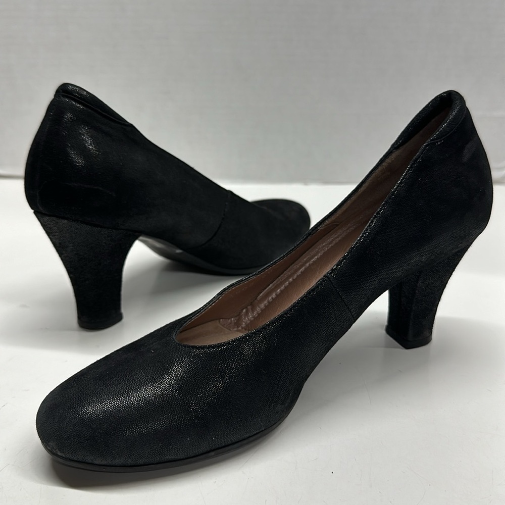 Beautifeel High Heel Heels Pumps Shoes Round Toe Leather Suede Black Size 38.5